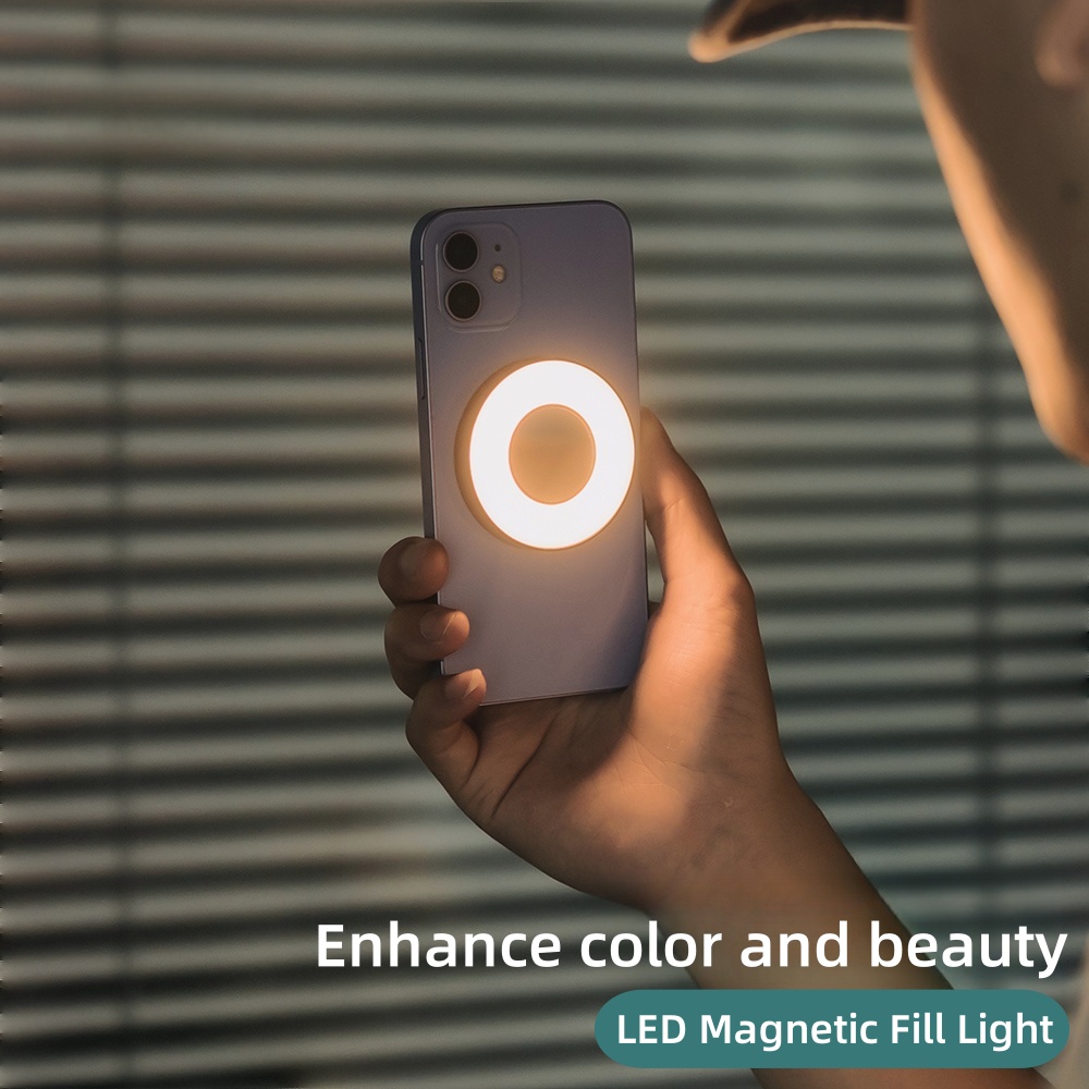 Photography Lighting Description - Kleine magnetische LED-ringlamp voor smartphones, dimbaar,