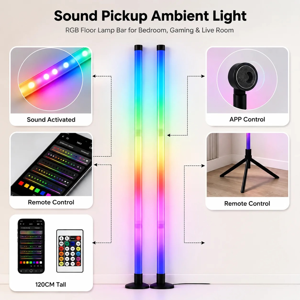 2 stuks 120CM RGB vloerlamp, g - Photography Lighting Game recensie en prijs